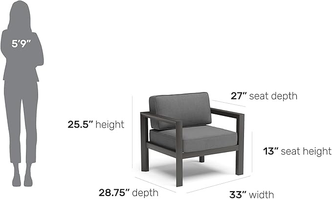 Homestyles Grayton Outdoor Aluminum Lounge Chair, Gray