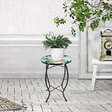 12 Inch Round Dragonfly Glass Side Table, Patio Small Table, Outdoor Side Table, Outdoor Bar Table - Photo 5