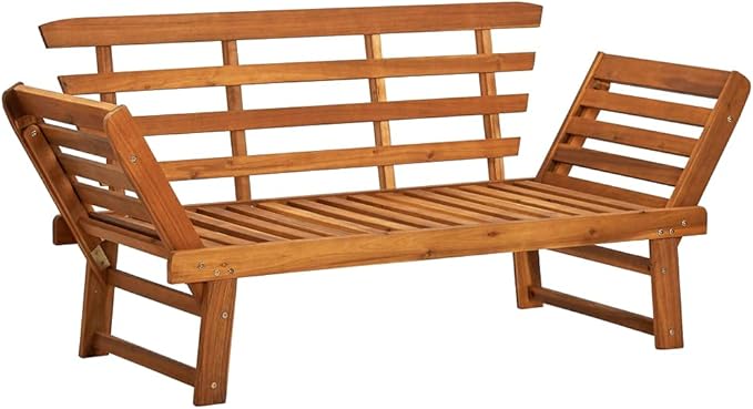 (Fast Shipments) Outdoor Patio Bench Long Rectangular Wooden Dining Picnic Furniture Benches for Backyard, Garden, Lawn - Photo 3