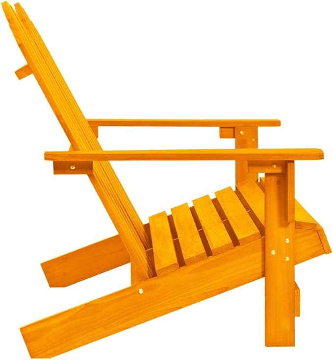 Orange Solid Fir Wood Large Durable 2-Seater Adirondack Chair for Outdoor Patio Garden Rustic Comfortable Ergonomic - Photo 4