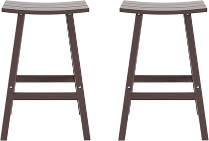 WestinTrends Malibu 2 Piece Set of 29 Height Outdoor/Patio Saddle bar stools, Dark Brown