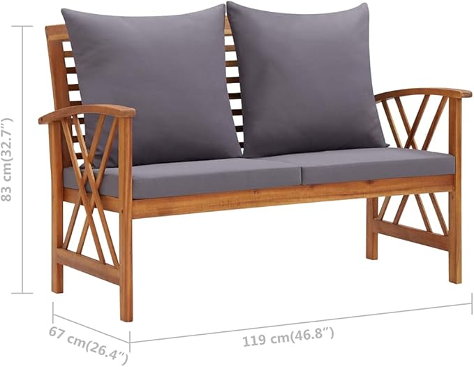 Patio Bench with Cushions, Park Bench, Farmhouse Bench, Porch Chair, Vintage Style, Pool Lounge Chair - Photo 2