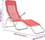 Red Folding Sunlounger 2-Pack, 24"x56" Textilene Chaise, Steel Frame, Adjustable, Beach Patio Garden Camping - Photo 2