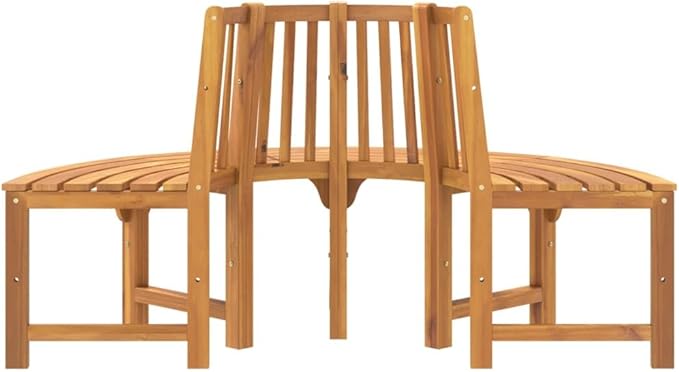 Circular Eucalyptus Wood Tree Bench for Outdoor Seating, Rustic Garden Patio Furniture with Weather-Resistant Durable Construction Brown, 31.5 x 63.0 x 36.2 in