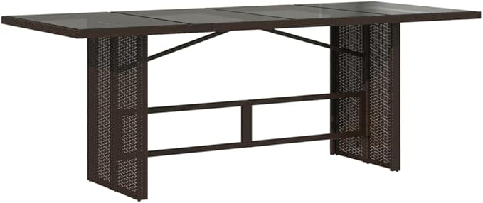 vidaXL Patio Table with Glass top Brown Poly Rattan - Photo 1