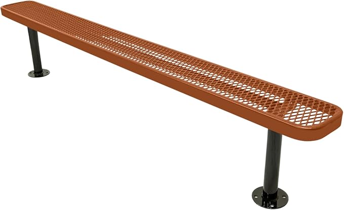 COATEDOUTDOORFURNITURE Heavy-Duty Outdoor Bench Thermoplastic Coated, Expanded Metal, Commercial-Grade Seating, Made in America (Surface Without Back, 8 Ft, Textured Copper)