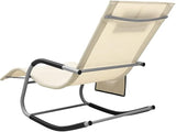 Sun Lounger Outdoor Chaise Lounge Textilene Cream & Gray 22.44 KG Powder-Coated Steel Frame with Pillow & Side Bag for - Photo 5