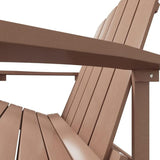 Brown HDPE Adirondack Garden Chair with Detachable Footstool for Patio, Outdoor Relaxation - Photo 7