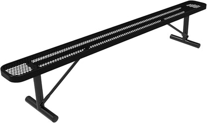 COATEDOUTDOORFURNITURE Heavy-Duty Portable Outdoor Bench Thermoplastic Coated, Expanded Metal, Commercial-Grade Seating, Made in America (Portable Without Back, 8 Ft, Textured Black)