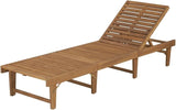 Folding Acacia Wood Sun Lounger Outdoor Chaise Lounge 78.7x24x33.9 in Adjustable Reclining Backrest Portable Patio - Photo 2