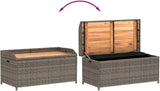 Storage Bench Grey and Brown, Modern Poly Rattan and Acacia Wood Storage Seat with Gas Spring Lid - Photo 7