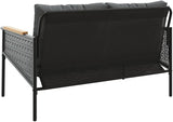 116 cm Black Patio Outdoor Sofa Bench with Anthracite Cushions, Modern Steel Frame - Photo 7