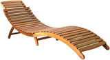 Patio Sun Lounger Set of 2, Outdoor Chaise Lounge Chairs with Cushions, Solid Acacia Wood Frame, Green Polyester Fabric - Photo 2