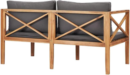 Garden Bench Dark Grey Teak Hardwood Durable Comfortable for Outdoor Garden and Patio Seating