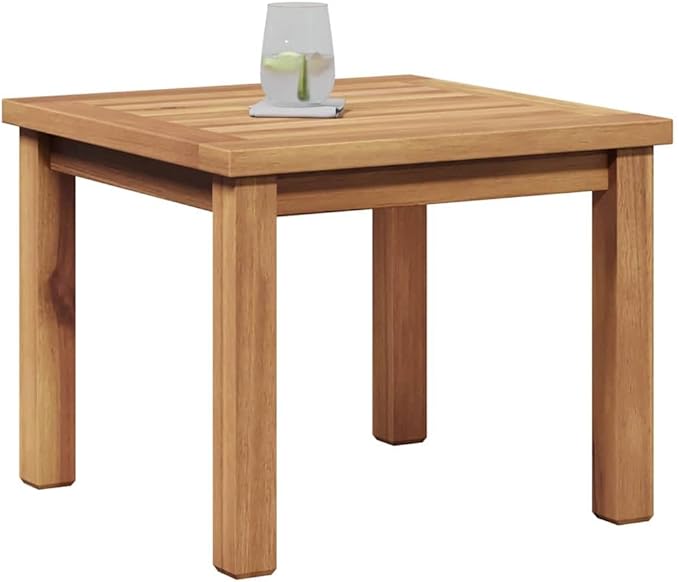 Solid Teak Wood Coffee Table, 17.72 x 17.72 x 14.17 in Modern Minimalist Outdoor Side Table for Patio, Garden - Photo 3
