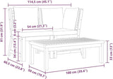 Dark Grey Solid Acacia Wood 3-Piece Garden Lounge Set with Modular Corner Sofa Middle Sofa and Coffee Table for Patio - Photo 2