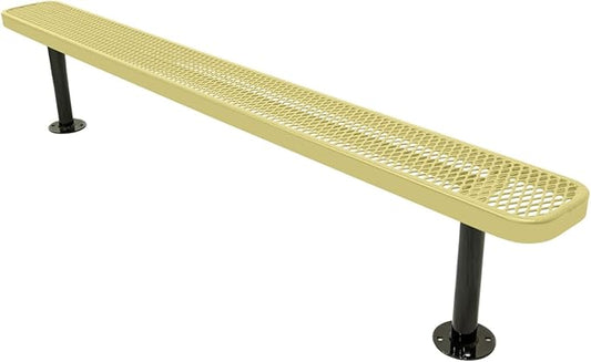 COATEDOUTDOORFURNITURE Heavy-Duty Outdoor Bench Thermoplastic Coated, Expanded Metal, Commercial-Grade Seating, Made in America (Surface Without Back, 8 Ft, Textured Sandstone)