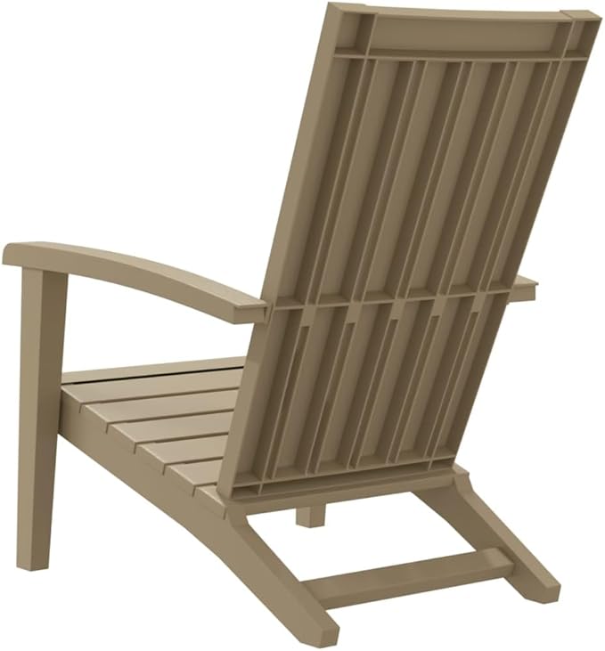 Light Brown Adirondack Chair 33.5" x 24.8" x 36.6" Polypropylene Outdoor Lounge Patio Seating for Garden, Deck and Balcony