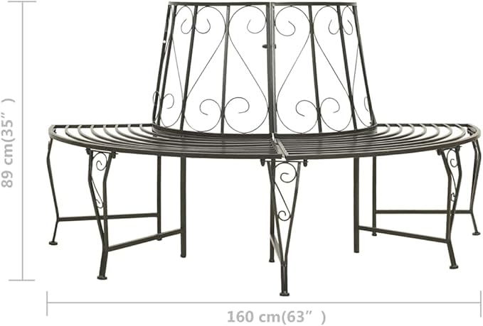 vidaXL Modern Garden Bench, Weather-Resistant Outdoor Seating, Tree Bench, Durable Patio Furniture, Circular Design
