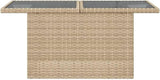 Beige Poly Rattan Garden Table with Tempered Glass Top, Height Adjustable from 17 to 28.7 Inches - Photo 5