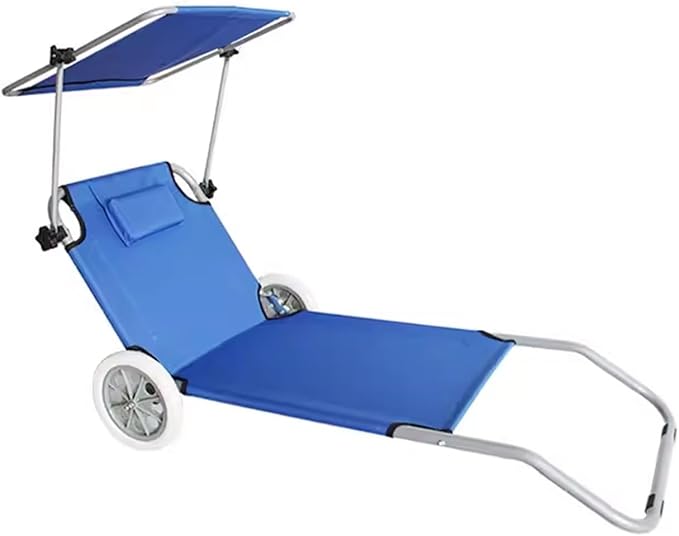 Beach Chair with Canopy Shade, Foldable, Easy to Move, Good Load Bearing, Fabric, Sun Chairs Loungers, for Patio, Beach - Photo 9