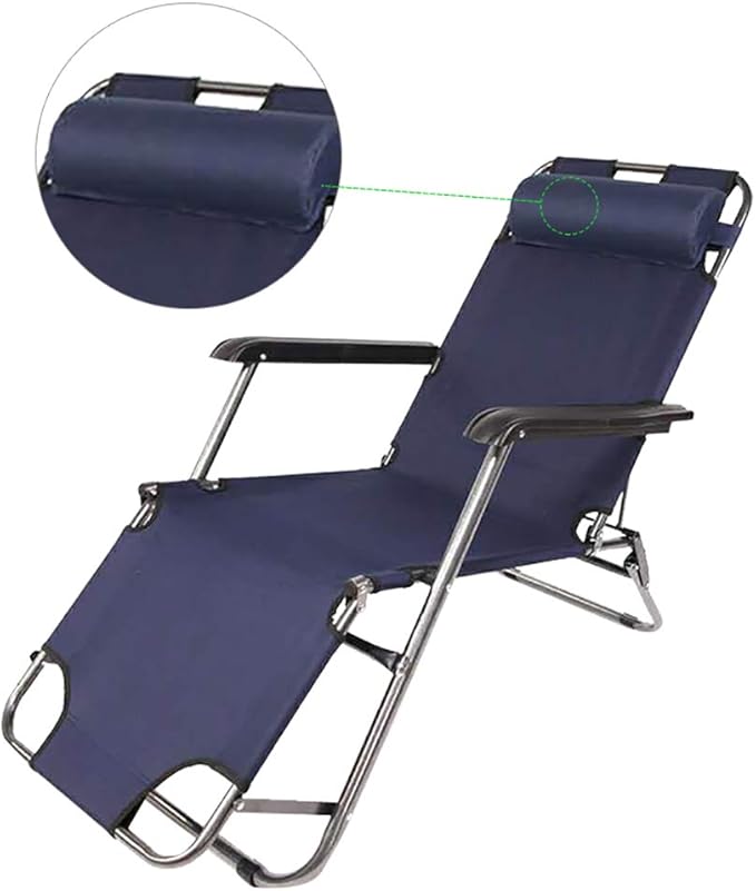 Patio Lounge Chair, Portable Folding Outdoor Patio Lounge Chairs Sun Pool Lawn Chaise with Pillow for Outdoor Camping - Photo 5