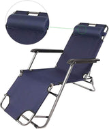 Patio Lounge Chair, Portable Folding Outdoor Patio Lounge Chairs Sun Pool Lawn Chaise with Pillow for Outdoor Camping - Photo 5