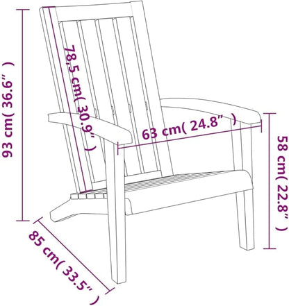 Light Brown Adirondack Chair 33.5x24.8x36.6 in Weather-Resistant Polypropylene Patio Chair for Garden Balcony Porch Outdoor Seating for Small Spaces