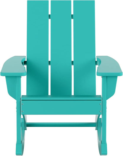 WO WESTIN OUTDOOR HDPE Shoreside Modern Rocking Poly Adirondack Chair (Set of 2),Turquoise