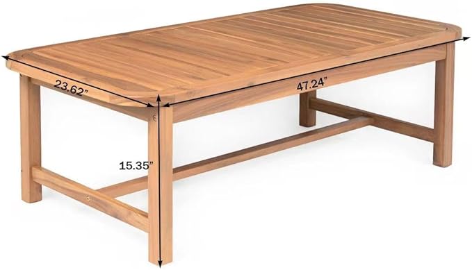 Christopher Knight Home Walla Patio Acacia Wood Coffee Table, Solid Wood Outdoor Table for Patio Furniture Set, Slat Panel Rectangular Top, Light Teak