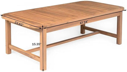 Christopher Knight Home Walla Patio Acacia Wood Coffee Table, Solid Wood Outdoor Table for Patio Furniture Set, Slat Panel Rectangular Top, Light Teak