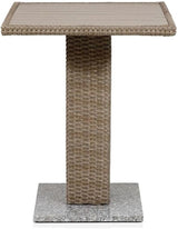 Pemberly Row Outdoor Patio Bistro Table, Natural PE Wicker/Rattan with Granite Base, Weather Resistant, 23.62 in Square - Photo 1