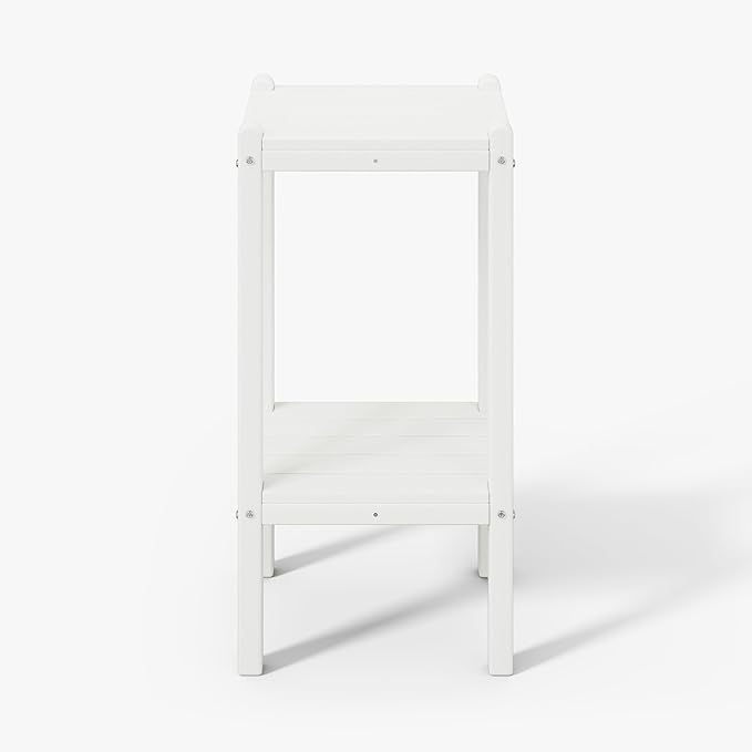 WestinTrends Malibu 36" Outdoor Adirondack HDPE 2-Tier Patio Side Table, White