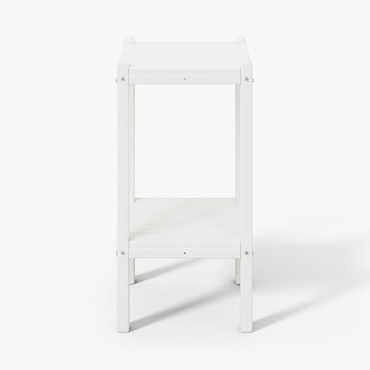 WestinTrends Malibu 36" Outdoor Adirondack HDPE 2-Tier Patio Side Table, White