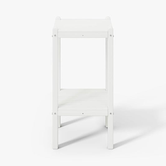 WestinTrends Malibu 36" Outdoor Adirondack HDPE 2-Tier Patio Side Table, White