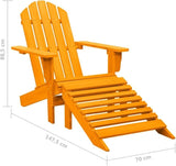 Solid Fir Wood Adirondack Chair with Ottoman Orange Outdoor Patio Furniture for Relaxing in Garden Backyard or Deck - Photo 2