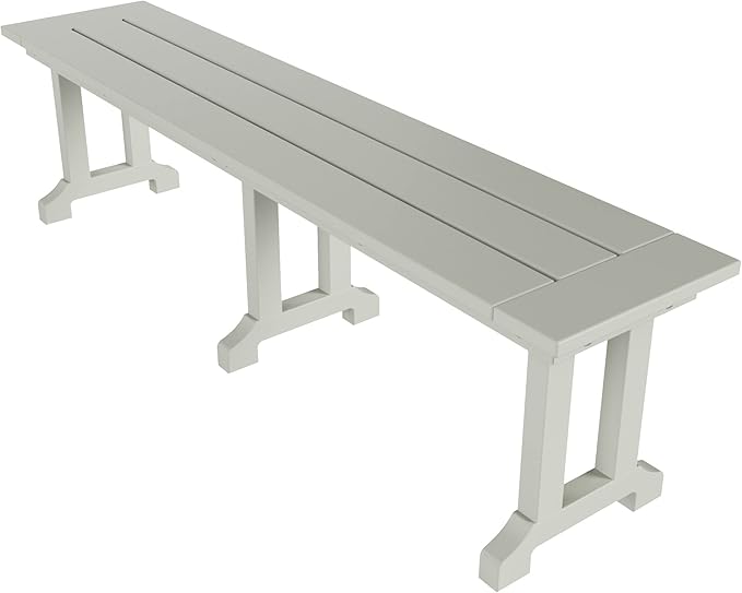 WestinTrends Malibu 65" Outdoor Dining Bench, All Weather Resistant Poly Lumber Patio Garden Bench Trestle Long Bench for Both Outdoor and Indoor, Sand