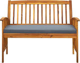 Patio Bench with Cushion, Outdoor Bench, Wooden Bench with Backrest, Vintage Garden Wooden Bench for Patio, Garden, Yard - Photo 4