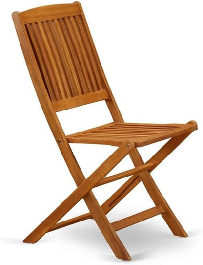 East West Furniture BCMCWNA Cameron Foldable Patio Dining Chairs - Acacia Wood, Set of 2, Natural Oil