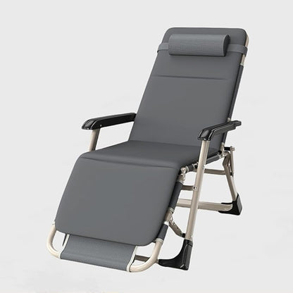 Folding Patio Lounge Chair w/Adjustable Pillows Cup Holder for Poolside Backyard Reclining Lounge Chair with Removable Cushion Tray for Indoor and Outdoor, Patio Recliner Folding Reclining Chair