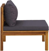 Outdoor Sectional Middle Sofa Dark Grey, 27.2x25.6x24.6in Solid Acacia Wood Frame - Photo 5