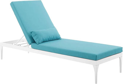 Modway EEI-3301-WHI-TRQ Perspective Cushion Outdoor Patio Chaise Lounge Chair, White Turquoise