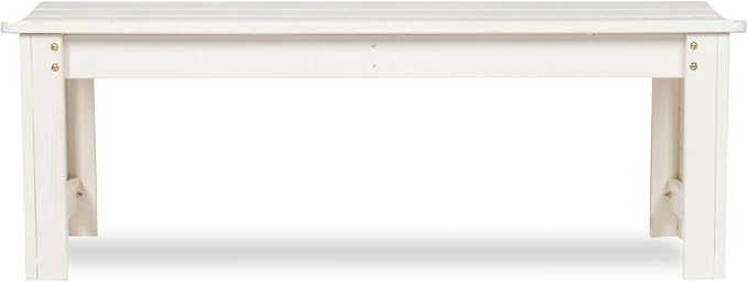 Shine Company Outdoor Wooden Backless Patio Garden Bench, 4 Ft, Eggshell White