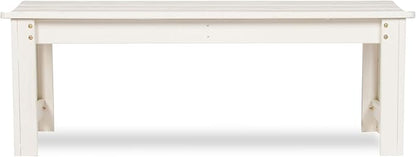 Shine Company Outdoor Wooden Backless Patio Garden Bench, 4 Ft, Eggshell White