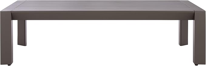 SAFAVIEH Couture Outdoor Patio Furniture Collection - Donaldo Rectangular Coffee Table, Dark Grey Aluminum Frame with Slatted Top (CPT4012A)