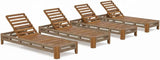 Christopher Knight Home Lamon Acacia Wood Chaise Lounge Chair Outdoor Set of 4, Woven Rope Accents - Photo 5