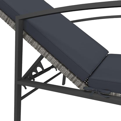 vidaXL 2 pcs Sun Lounger Set with Table - Poly Rattan Outdoor Seating Set with Adjustable High Backrest and Comfortable Cushions, Powder-Coated Steel Frame - Ideal for Garden, Patio & Poolside