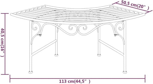 Tree Bench 44.5 Inch Black Steel Outdoor Garden Seat with Backrest, Sturdy Patio Furniture for Shade Under Trees, Rust-Resistant Metal Bench for Yard Decor
