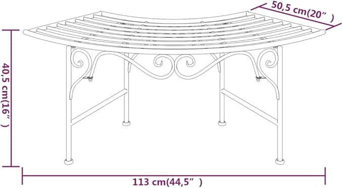 Tree Bench, Porch Seating Outdoor Benches Weatherproof Patio Furniture Suitable for Garden Pool Deck Backyard Lawn 44.5" Black Steel