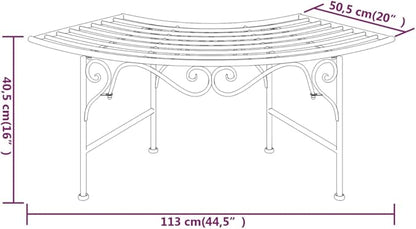Arcuate Shape Metal Tree Bench, Outdoor Seating for Garden/Patio/Yard, 44.5" Black Steel,-309
